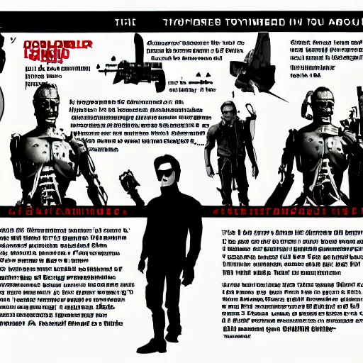 Prompt: infographic explaining the terminator ( 1 9 8 4 )