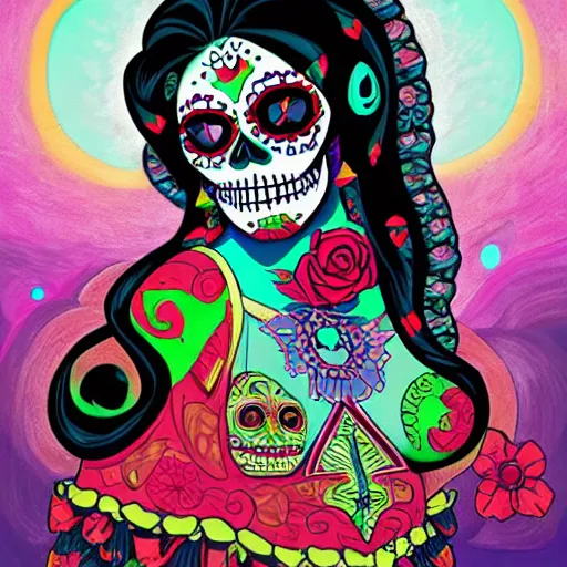 Image similar to los muertos moana, art by michael miller