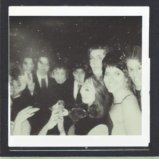 Prompt: underwater smoke formal party on the moon photo polaroid