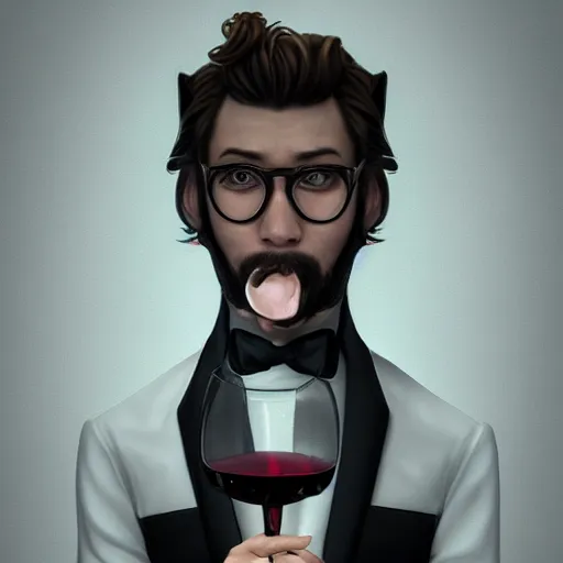 Prompt: portait drawing of a dragon male wearing tuxedo holding a 🍷, digital art, digital painting, masterpiece, elegant, hyper realistic, award winning, 8 k, behance, artstation, unreal engine 5, octane render, masterpiece, sharp focus, intricate, ornate