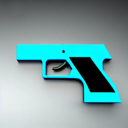 Prompt: cyberpunk revolver pistol, cyan and teal, photorealistic, 8 k,