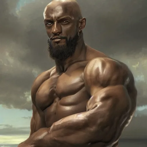 Prompt: the ultimate gigachad, incredibly muscular Kevin Garnett trending on artstation oil on canvas by J.C. Leyendeck and Edmund Blair Leighton and Charlie Bowater octane render