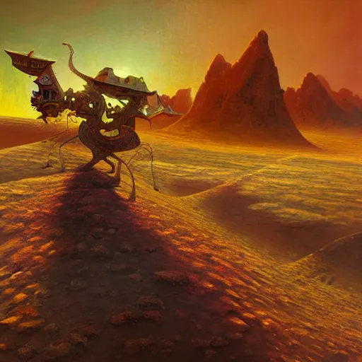 Prompt: A fresco painting of a nomadic wanderer traversing a corrupted futuristic crystal desert by Jacek Yurka, Kelly Freas, Filip Hodas, Paul Lehr