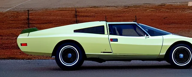 Prompt: a single 1 9 7 6 lotus esprit and 1 9 6 9 dodge charger hybrid, rocket engine in the back, dslr