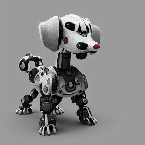 Image similar to robot dog design, render, art station trending