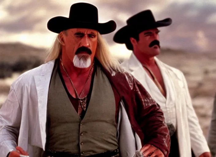 Prompt: film still of Hulk Hogan as Doc Holiday in Tombstone 1993, 4k
