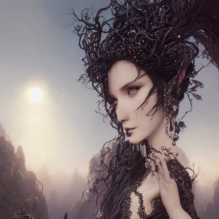 Prompt: highly detailed portrait of a goth alpaca, black eyeshadow, piercings, earrings, unreal engine, dark fantasy art by greg rutkowski, loish, rhads, ferdinand knab, makoto shinkai and lois van baarle, ilya kuvshinov, rossdraws, tom bagshaw, alphonse mucha, global illumination, radiant light, detailed and intricate environment