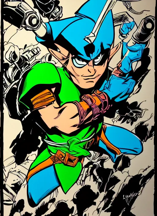 Prompt: link in the comic book style by ed mcguinness, masterpiece ink illustration,