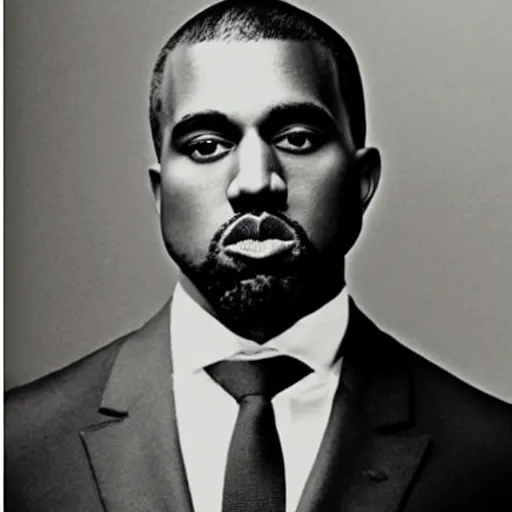 Prompt: a black and white photo of kanye west in 1920