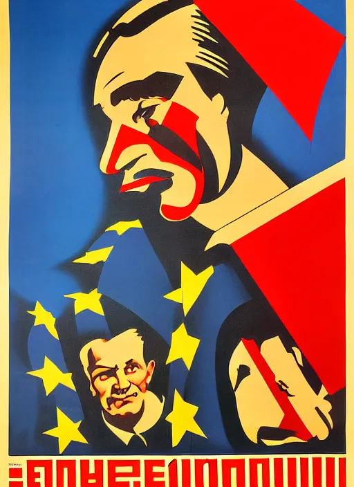 Image similar to soviet propaganda poster of the union of european soviets, socialist realism. by alexander zelensky, viktor deni, havrylo pustoviyt