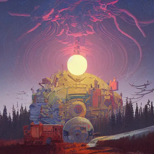 Prompt: an art piece by ivan shishkin and zacharias aagaard and simon stalenhag and dan mumford and josan gonzalez