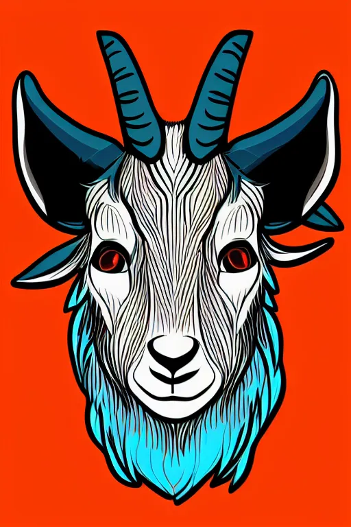 Image similar to Portrait of a savage goat, anime, sticker, colorful, illustration, highly detailed, simple, smooth and clean vector curves, no jagged lines, vector art, smooth