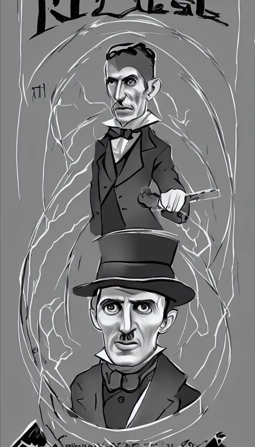 Image similar to Nikola Tesla in the style of Arcane by riot games