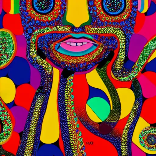 Image similar to a yayoi kusama 2 0 2 2 portrait of a girl, colorfull, 4 k, vogue