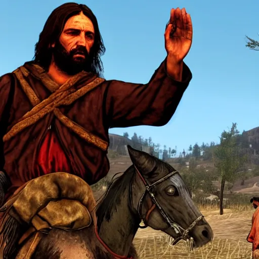 Image similar to Jesus Christ in Red Dead Redemption cutscene