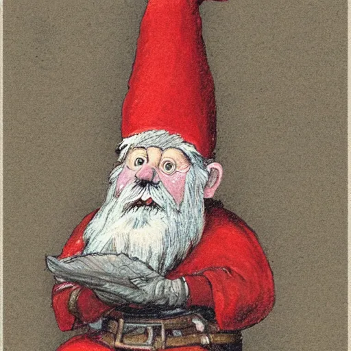 Image similar to illustration of a knome by Rien Poortvliet in the style of Rien Poortvliet