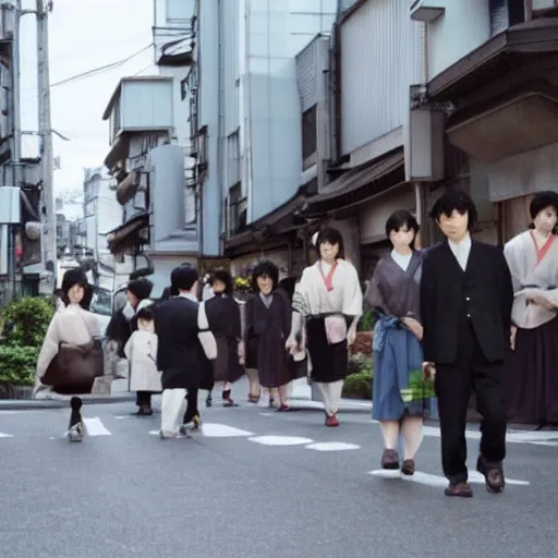 Image similar to japanese women and men on a japan street, still of a japanese movie ( 2 0 1 5 )