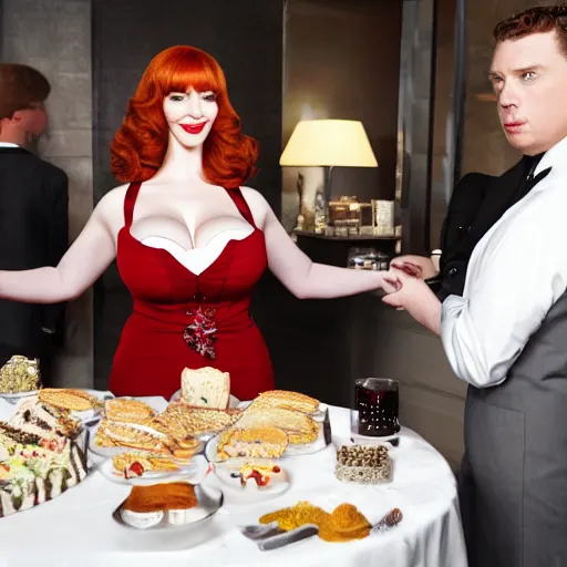 Prompt: christina hendricks as hostess,