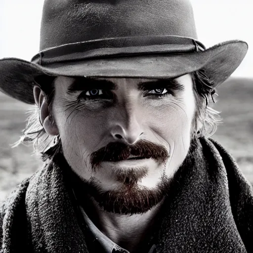 Image similar to christian bale, full length portrait, american west, cowboys