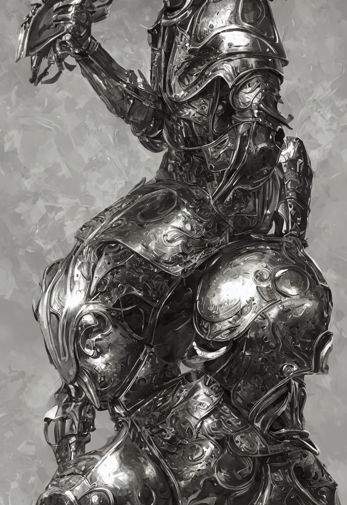 Image similar to powerful male tin man, willem dafoe as tinman, full body character concept, covered in full metal armor, art nouveau, super powers, fantasy, intricate, elegant, highly detailed, digital painting, artstation, concept art, shining, sharp focus, illustration, art by stanley lau