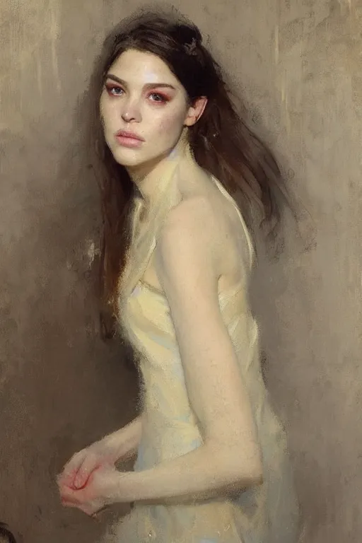 Image similar to Richard Schmid and Jeremy Lipking full length portrait painting of a young beautiful fantasy princess