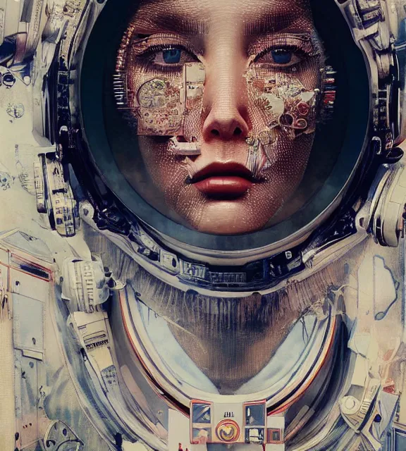 Prompt: hyperrealistic portrait of a woman monster astronaut, sofia coppola, cyberpunk, well lit, intricate abstract. gucci style, intricate artwork, high detail, figurative art, multiple exposure, poster art, 3 d, by stanley kubrick and tooth wu and wlop and beeple, realistic, hyperdetailed, 8 k resolution.