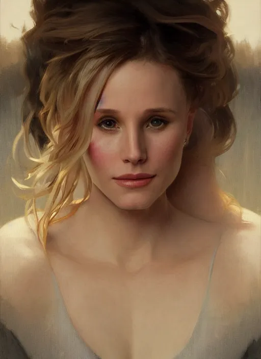 Prompt: beautiful portrait of 7 5 kg kristen bell, soft features, by magali villeneuve and greg rutkowski and artgerm and alphonse mucha and jeremy lipkin and rob hay, intricate, elegant, highly detailed, photorealistic, trending on artstation, trending on cgsociety, 8 k, sharp focus