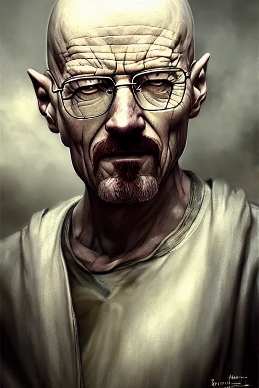 Image similar to character art by bastien lecouffe - deharme, walter white, absolute chad