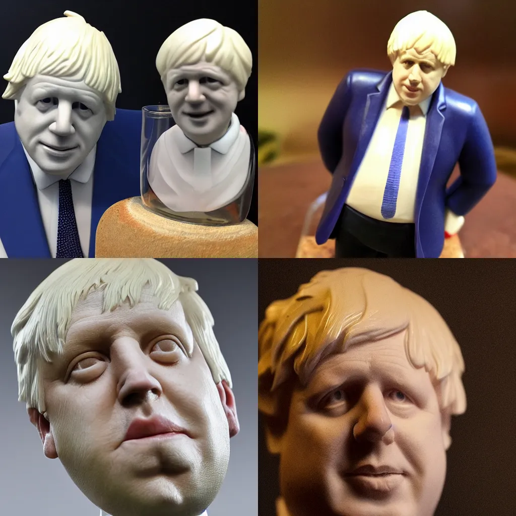 Prompt: boris johnson as a glass figurine