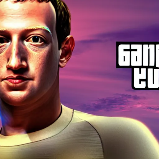 Prompt: mark zuckerberg as a gta 5 splash screen