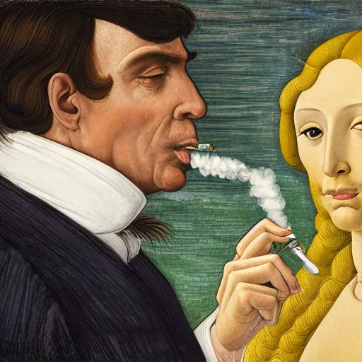 Prompt: sketch of jair bolsonaro taking a vape by sandro botticelli in 4 k ultra high resolution, with inspiring feeling