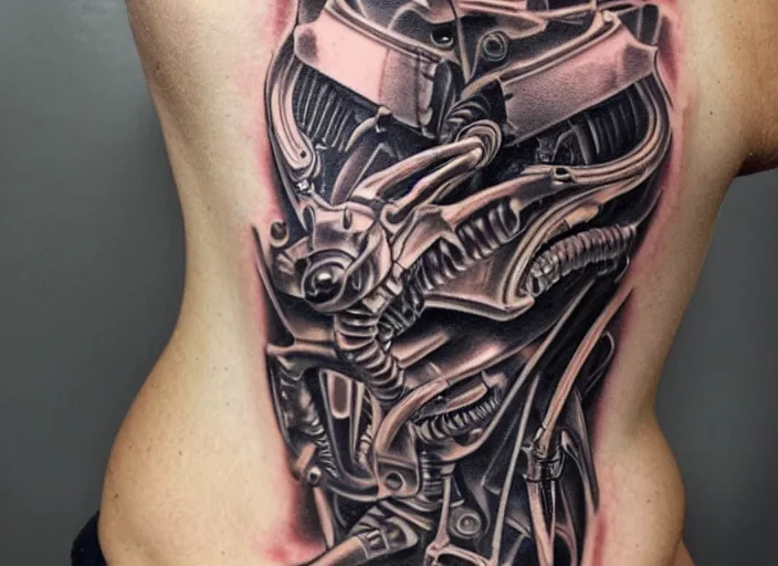 Shoulder Biomechanical Chest Tattoo by Nephtys de lEtoile