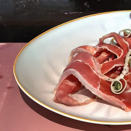 Prompt: octopus prosciutto undersea