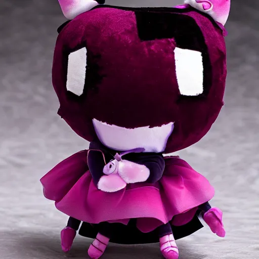 Prompt: cute fumo plush of an extremely cursed dark witch magical girl