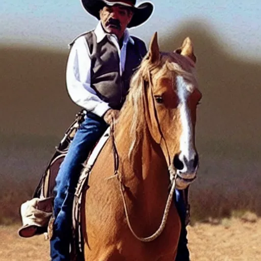 Prompt: Abdelaziz Bouteflika as a cowboy in a western