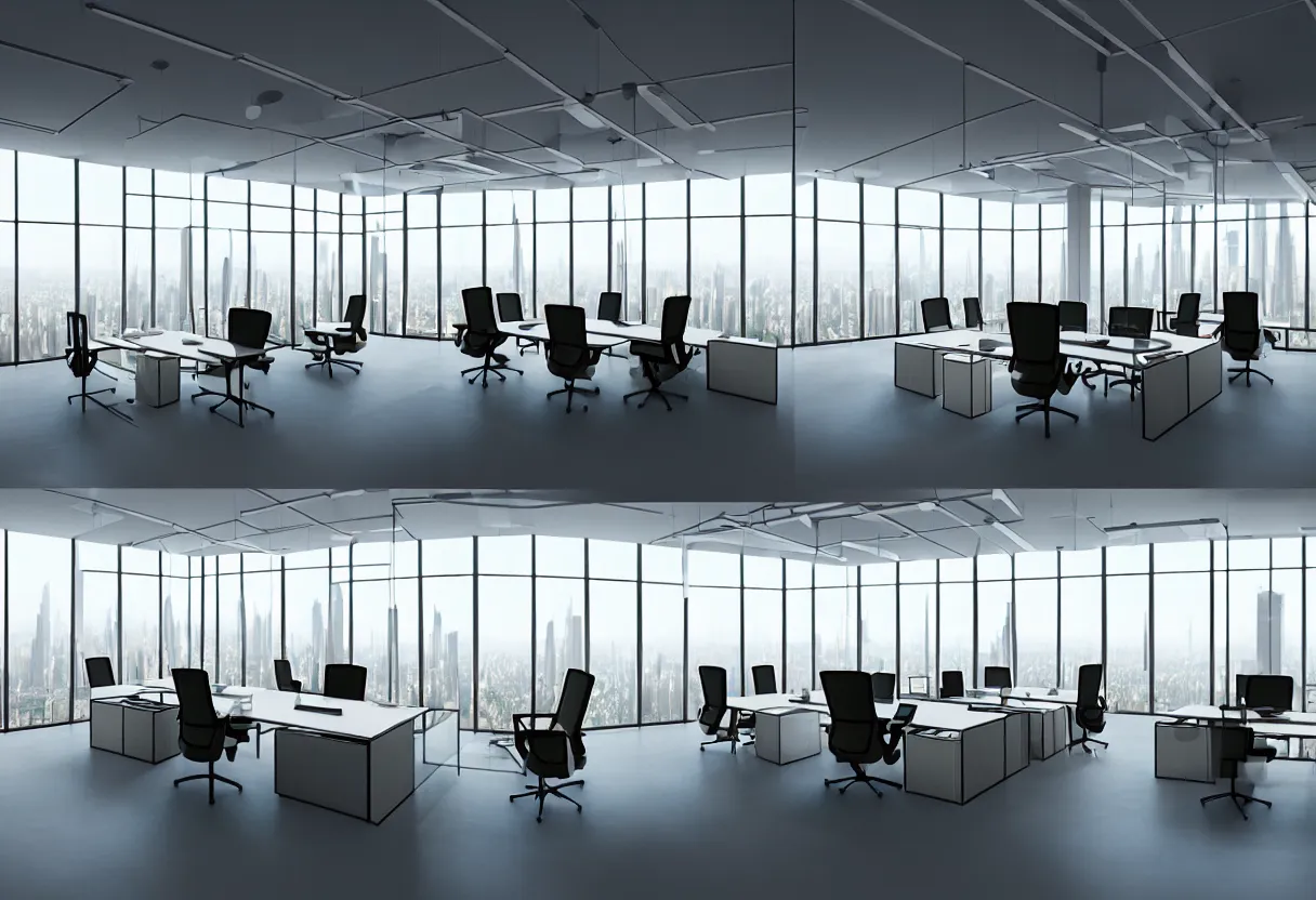 Image similar to inside of modern luxury corporate office of human mind and imagination, matte painting, beautiful render, octane render, concept art