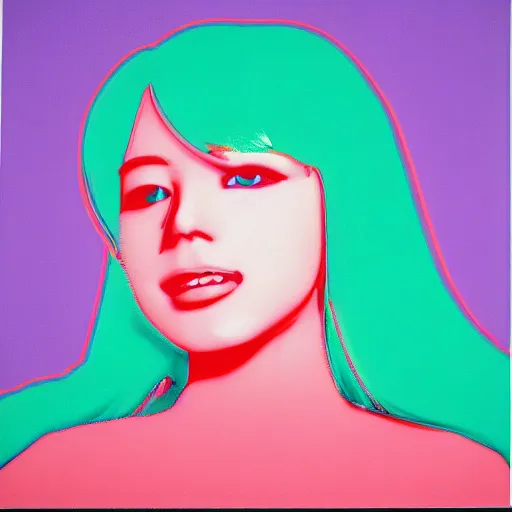 Prompt: hatsune miku painted by andy warhol