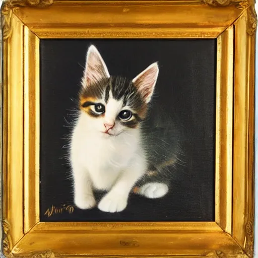 Prompt: an oil painting of a kitten