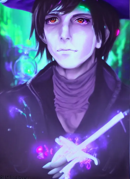 Image similar to photorealistic glamour necro science acrylic painting of salvia divinorum made in abyss, tony montana in a style of cyberpunk, magic glowing blur