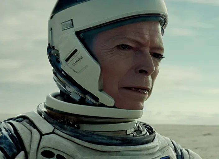 Prompt: film still of David Bowie as Cooper in Interstellar, 4k