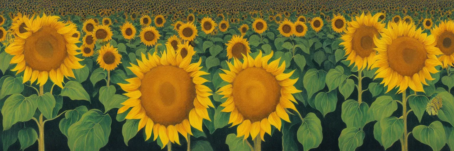 Prompt: sunflower painting magritte