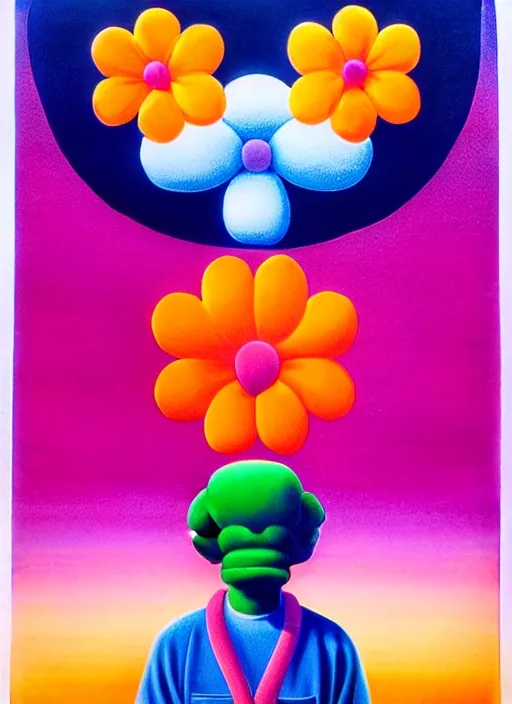 Prompt: flowers by shusei nagaoka, kaws, david rudnick, airbrush on canvas, pastell colours, cell shaded, 8 k