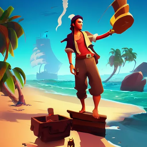 Image similar to painting treasure on sea of thieves game smooth median photoshop filter cutout vector, behance hd by jesper ejsing, by rhads, makoto shinkai and lois van baarle, ilya kuvshinov, rossdraws global illumination