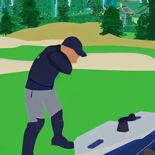 Image similar to master chief play golf in south park episode