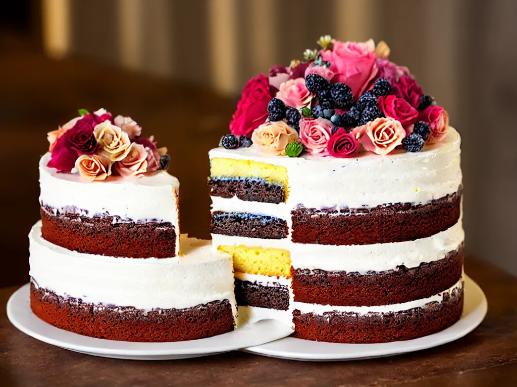 Prompt: an anniversary cake from madison sourdough, product photo