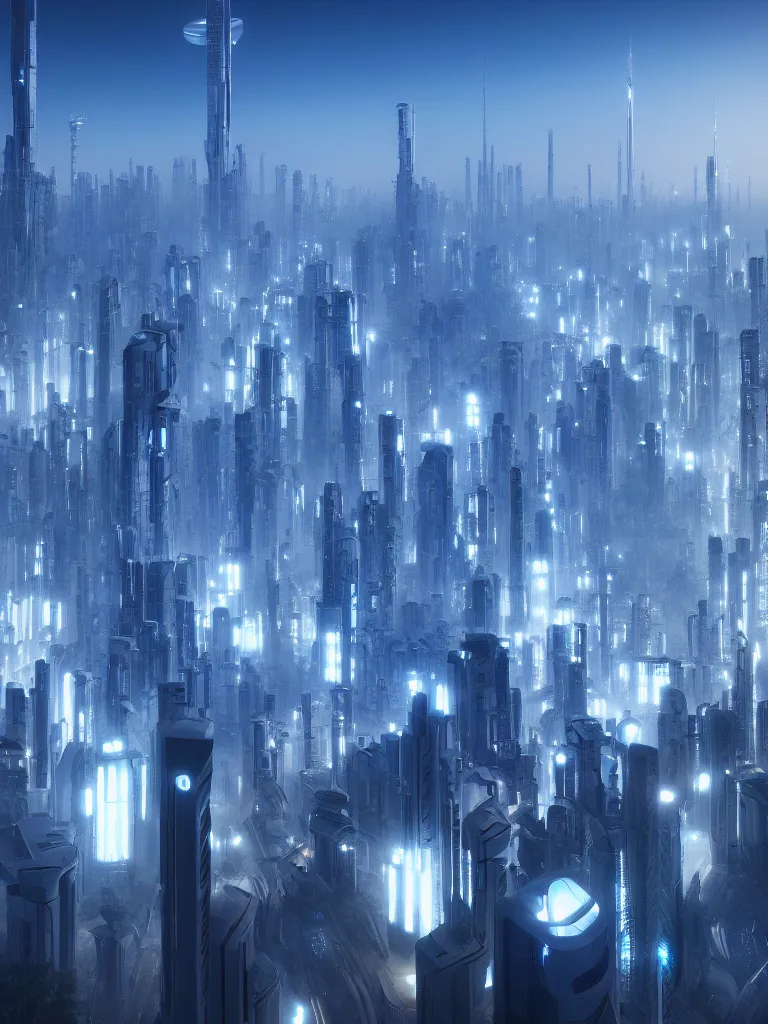 Image similar to utopian city, white buildings, by Leon Tukker, Makoto Kobayashi, synthetic light, blue trees, people on the streets, utopia, perfect, futuristic, 8k high detail, masterpiece, trending on ArtStation