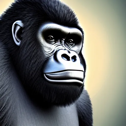 Prompt: an anime gorilla, 4 k, hyper realistic, dslr, landscape, high resolution, illustration, manga
