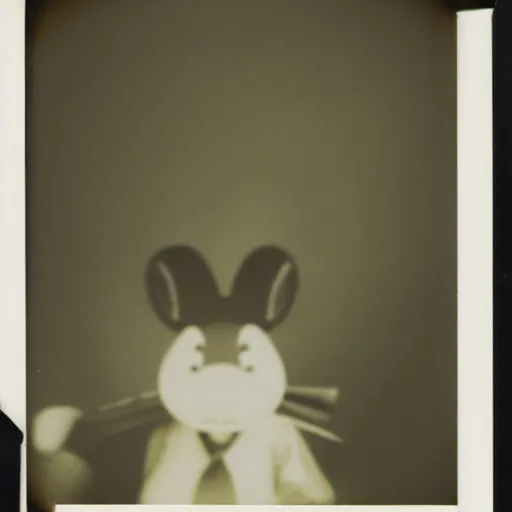 Prompt: a polaroid photography of roger rabbit doing drugs, black and white, blurry, secret photo
