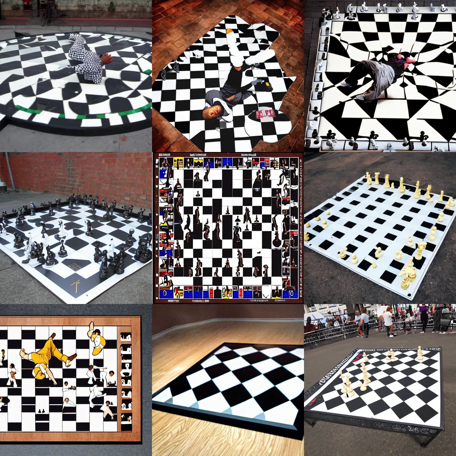 Prompt: breakdancing breakdancer chess board breakdancing