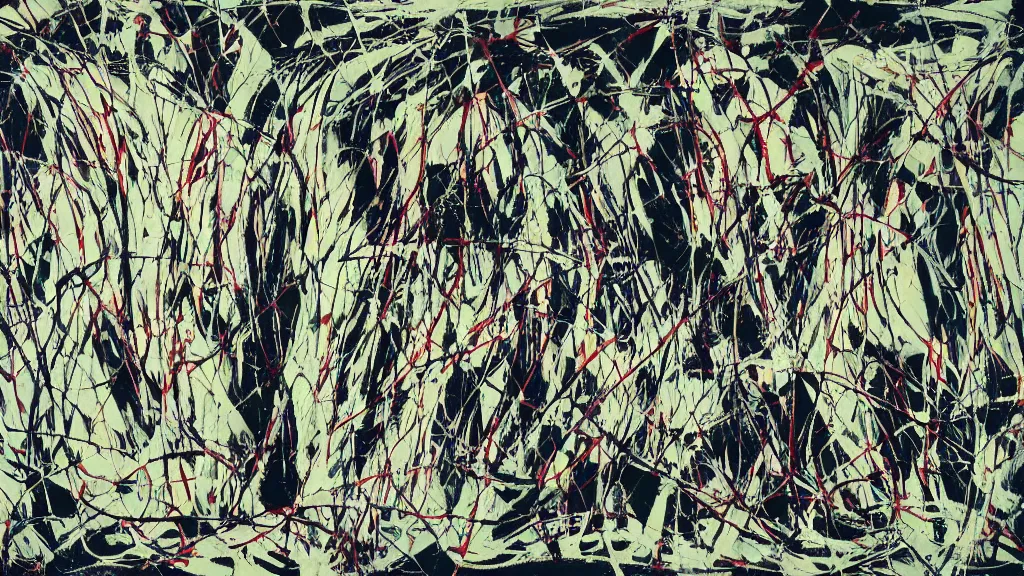 Prompt: abstract minimalism francis bacon art painting, lines, forms, shapes, in style of jackson pollock,